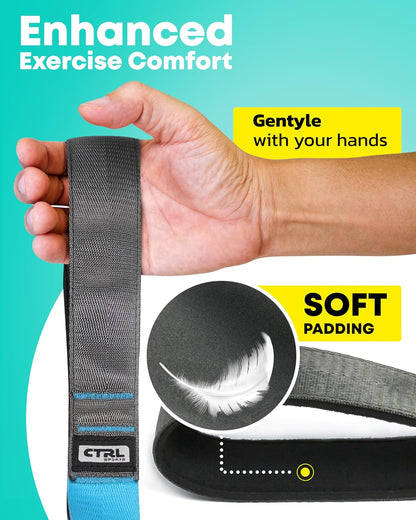 Stretching Strap with Loops - Non Elastic Yoga Strap for Physical Therapy | Video Exercises Included - Stretch bands for Stretching Equipment and Flexibility - Fascia, Hamstring & Leg Stretcher Belt