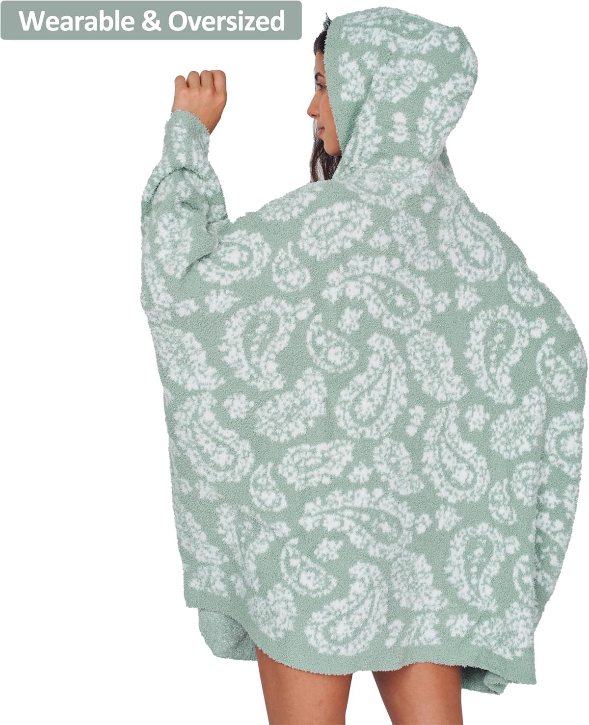 WDCOZY Wearable Blanket Hoodie Poncho Throw Comfy Soft Warm Cape Shawl Cozy Cloak Wrap Hooded with Sleeves For Women Adults