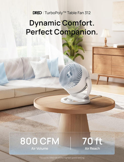 DREO Fan for Bedroom, 12 Inches, 70ft Powerful Airflow, 25db Quiet Table Air Circulator Fans for Whole Room, 120° Adjustable Tilt, 3 Speeds, Desktop Fan for Home, Office, Kitchen