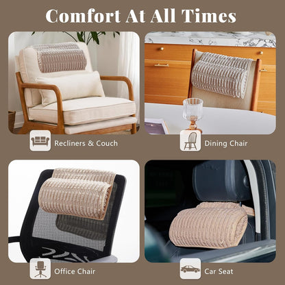 Headrest and Support Pillow,Recliner Pillow for Neck, Head, or Foot for Office or Massage Chairs, Neck Pain Relief and Cervical Support. Nonslip, Zipped Cover.(Cream, 5.5" Wx13 Lx3 H)