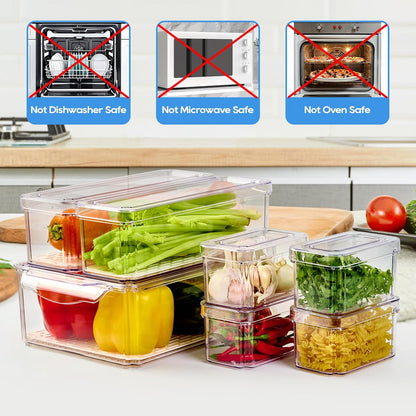 JollyPack Fridge Organizers, Refrigerator Organizer Bins with Lids, 14 Pack | BPA Free, Stackable Fruit Storage Containers, Great for Fridge, Vegetables, Food and Drinks