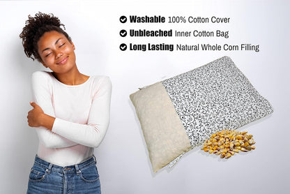 Microwavable Corn Filled Heating Pad and Cold Pack/Washable 100% Cotton Cover (Cross Hatch - Mint, 7.5in W x 11in L)