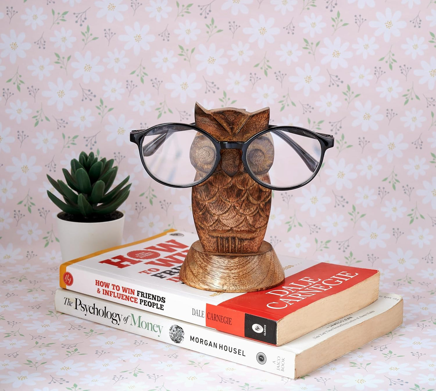 Birthday Gifts for Women Wooden Owl Glasses Holder Night Stand Reading Eyeglass Spectacle Retainer Gifts for Adults Women Men Him Her Mom Dad Car