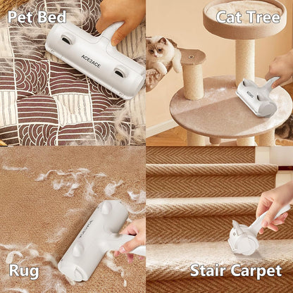 ACE2ACE Pet Hair Remover, Reusable Lint Roller for Cat and Dog Hair, White | Self Clean Cat Hair Remover with Dust Bin, Dog Hair Remover for Couch, Furniture, Carpet, Sofa and Bedding