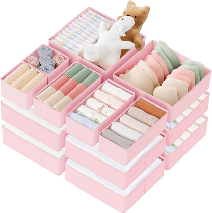 Drawer Organizer Clothes, 10 Pack Dresser Organizer for Baby Clothes, Underwear, Sock- Foldable Closet Organization and Storage Dividers Bins for Nursery, Bedroom (Beige)