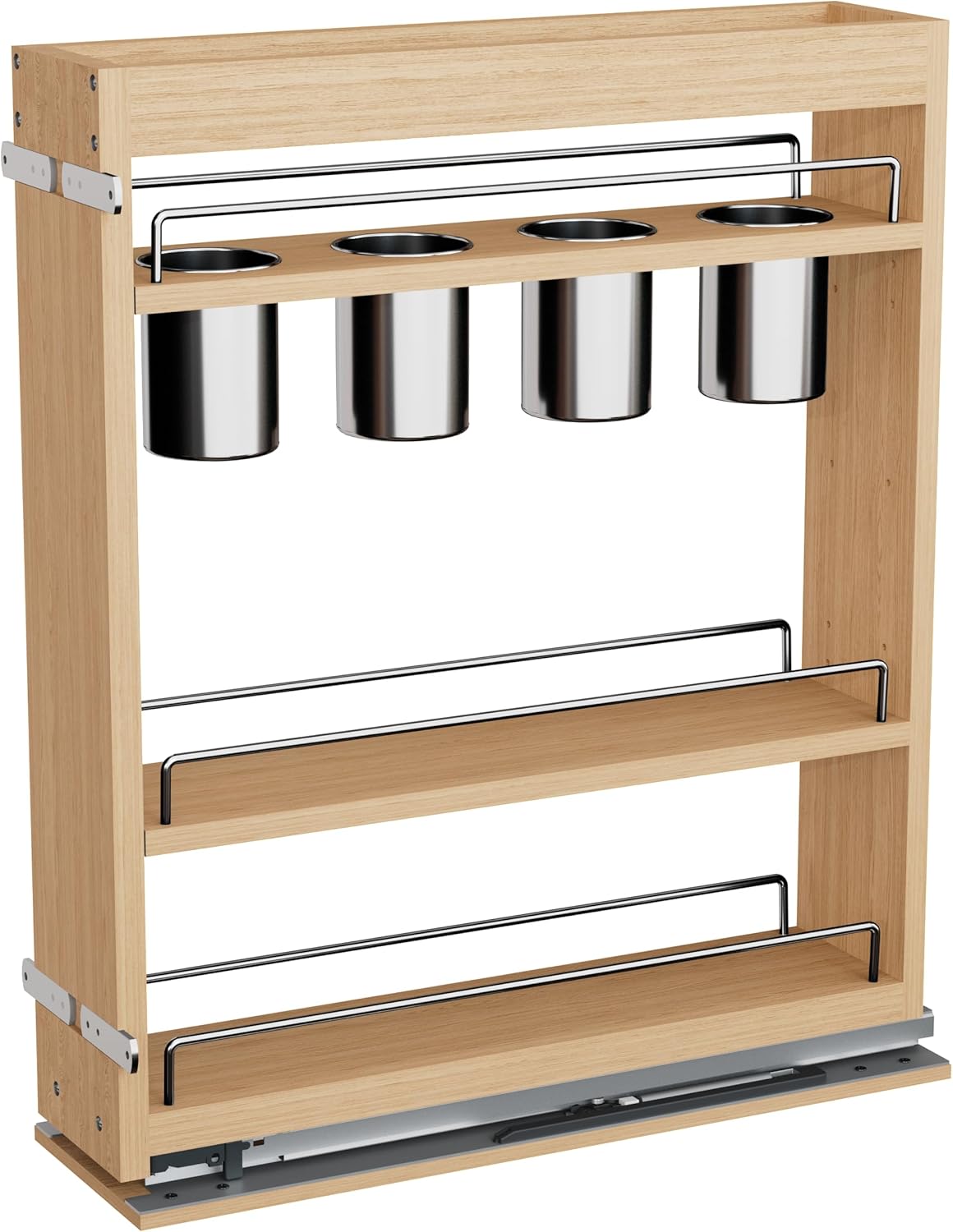 DINDON Pull Out Spice Rack Organizer for Cabinet, (5" W x 21.9" D x 25.2" H) Multi-Use Wood Pull Out Cabinet Organizer Slide Out Shelf Cabinet Storage for Kitchen, Pantry Organization