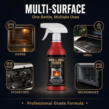 Oven & Grill Cleaner Spray Heavy Duty Super Concentrated Degreaser, No Scrub Formula for Burnt Grease, Air Fryer, BBQ Grates, Stove, Microwave & Kitchen Cookware, Deep Cleaning Solution, 3.38oz/100ML