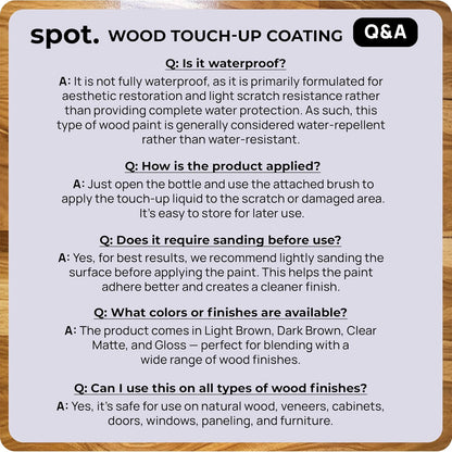 Light Brown Wood Stain Repair Kit, Brush-On Touch-Up Stain Bottles, Golden Oak, Early America, Cherry, Red Oak, Interior and Exterior Wood, 4 fl oz Total by spot.