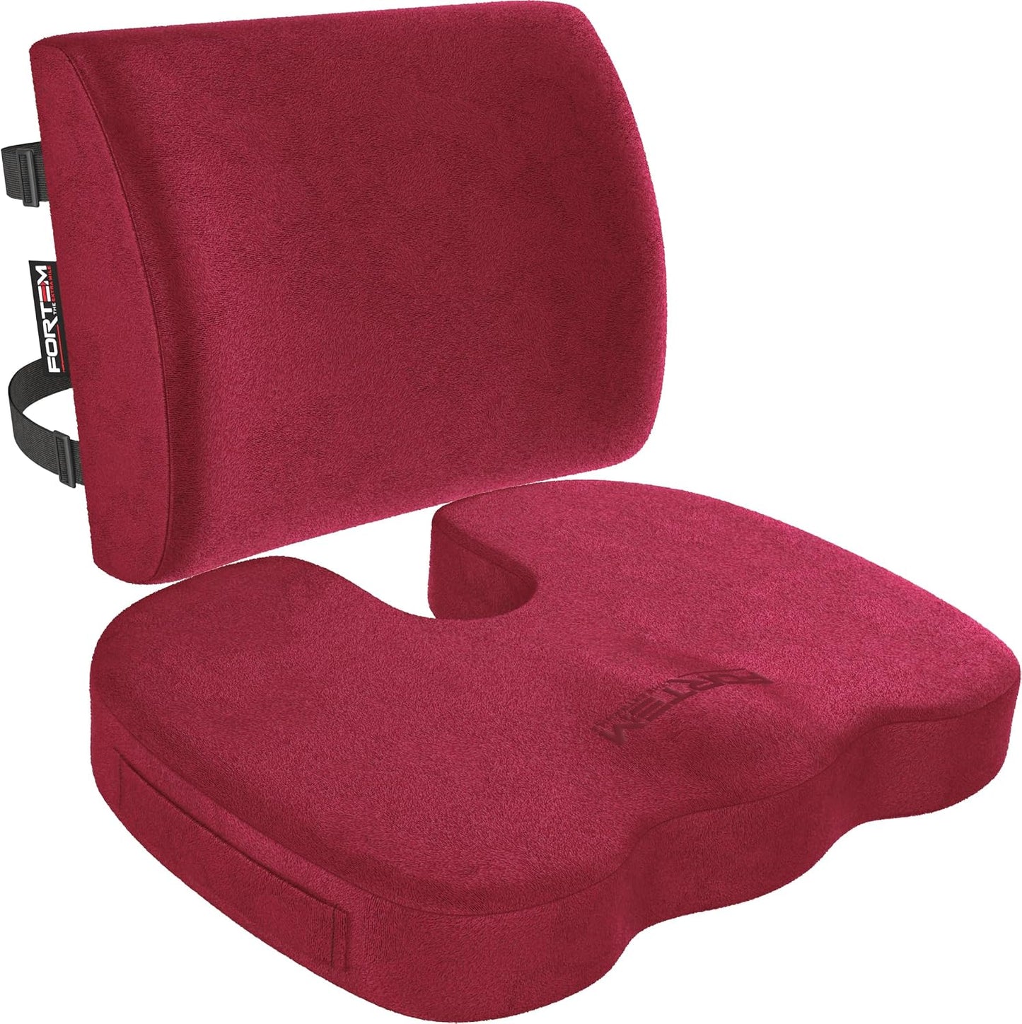 FORTEM Seat Cushion, Office Chair Cushion, Lumbar Support Pillow for Office Chair, Memory Foam Car Seat Cushions, Sciatica Coccyx Tailbone Pain Relief, Cushions for Back Support, Washable, Non Slip