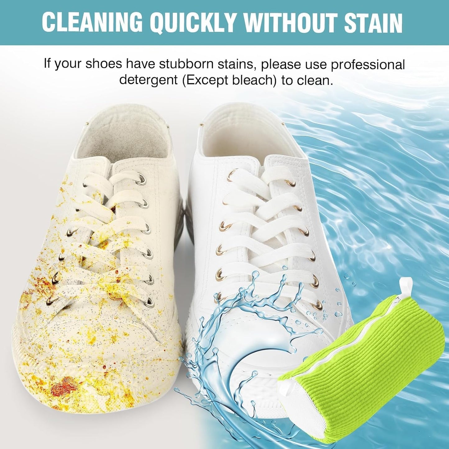 Shoe Washing Machine Bag, Shoe Laundry Bag for Washer and Dryer | 2 Pack Shoe Cleaning Bag for Sneakers & Tennis Shoes, XXL Size, Shoe Protection, Dry Bags, Zipper Hook, Travel & Dorm Storage