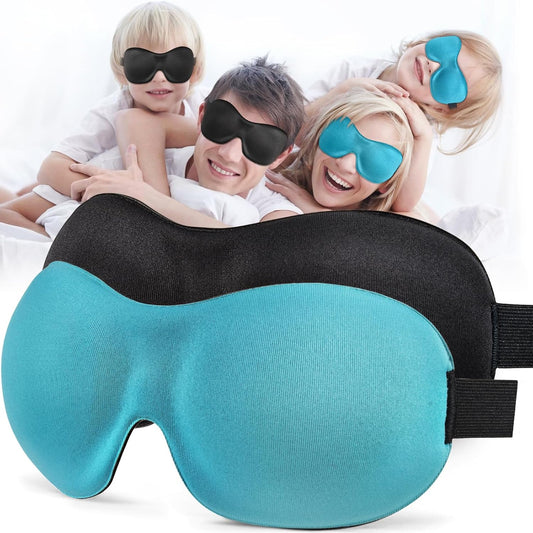 Sleep Mask SleepFun Invisible Alar Deep Orbit 3D Eye Mask Ultra Lightweight & Comfortable Sleeping Mask for Travel, Nap, Shift Works, Black & Blue