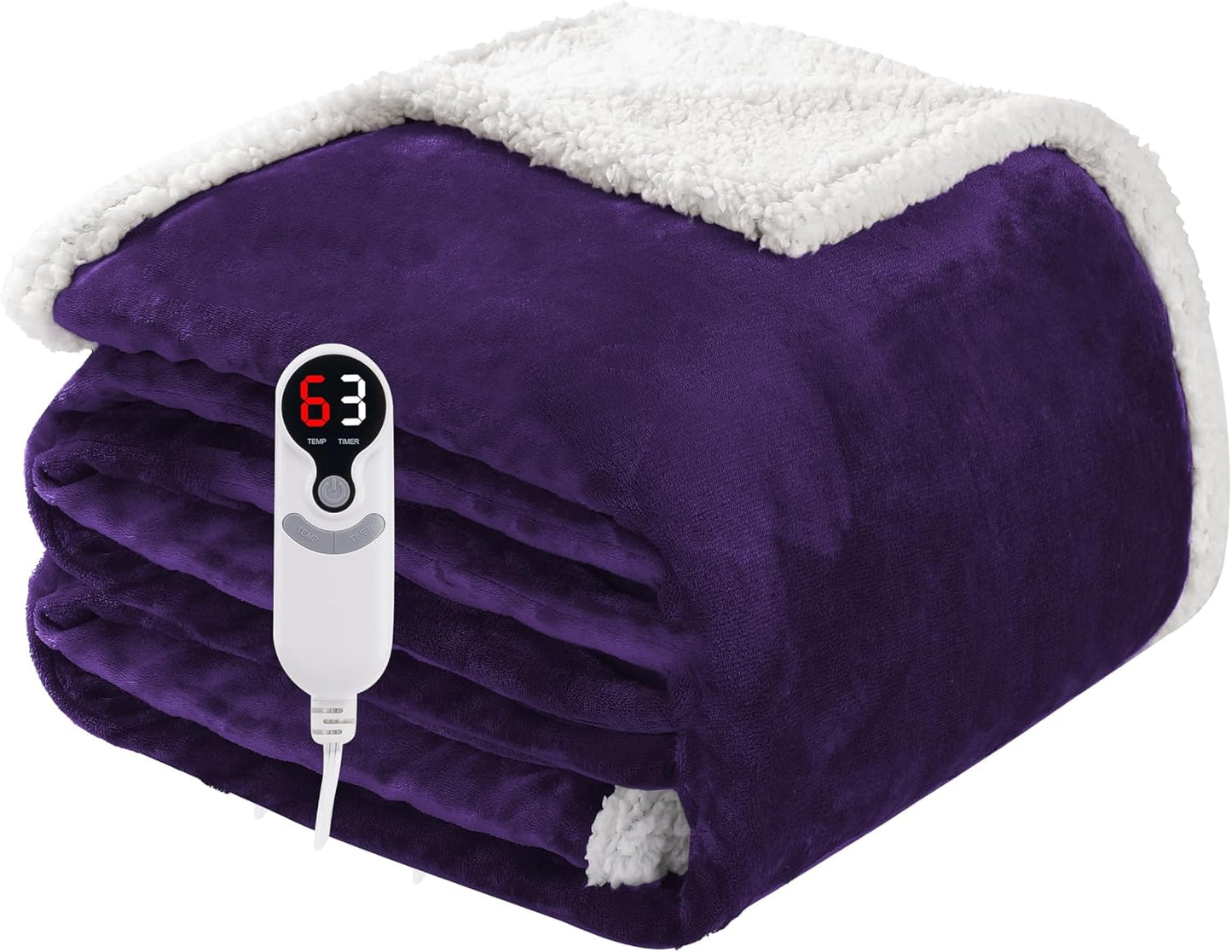 Soypipo Electric Heated Throw Blanket 50"x60", Faux Fur Plush with 4 Heat Settings & 2/4/8/10H Auto Shut-Off, Overheat Protection, Machine Washable, for Office & Chair, Dark Grey