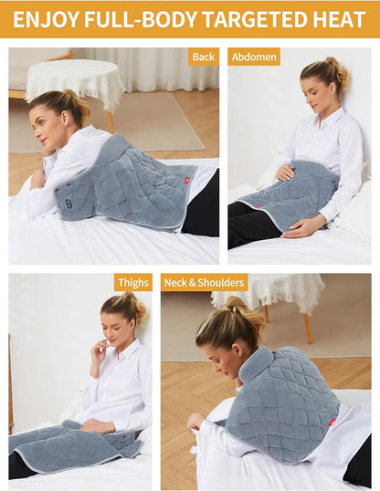 Vofuoti Portable Cordless Heating Pad for Neck and Shoulders with Massager | 12V 15000mAh Battery and 3 Heat Settings, Weighted Electric Rechargeable Heated Neck Shoulder Wrap, 2.6lbs, Gift for Family