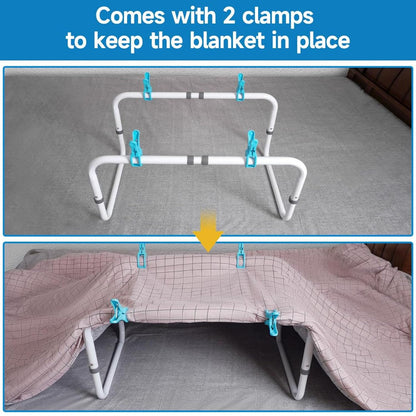 Blanket Lifter for Feet, Sheet Riser Height Adjustable Relieve Pressure Foot Tent Blanket Support Holder for Surgery Recovery with 4 Clips, Adjustable Blanket Support Holder