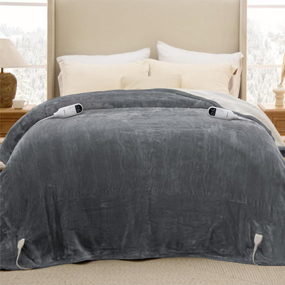 Bedsure Heated Blanket Throw Blanket with Preheat Function - Fast Heating Electric Blanket, Soft Flannel Throw with 6 Time Settings(Up to 10H), 6 Heating Settings, Gifts for Grandma (50"x60", Grey)