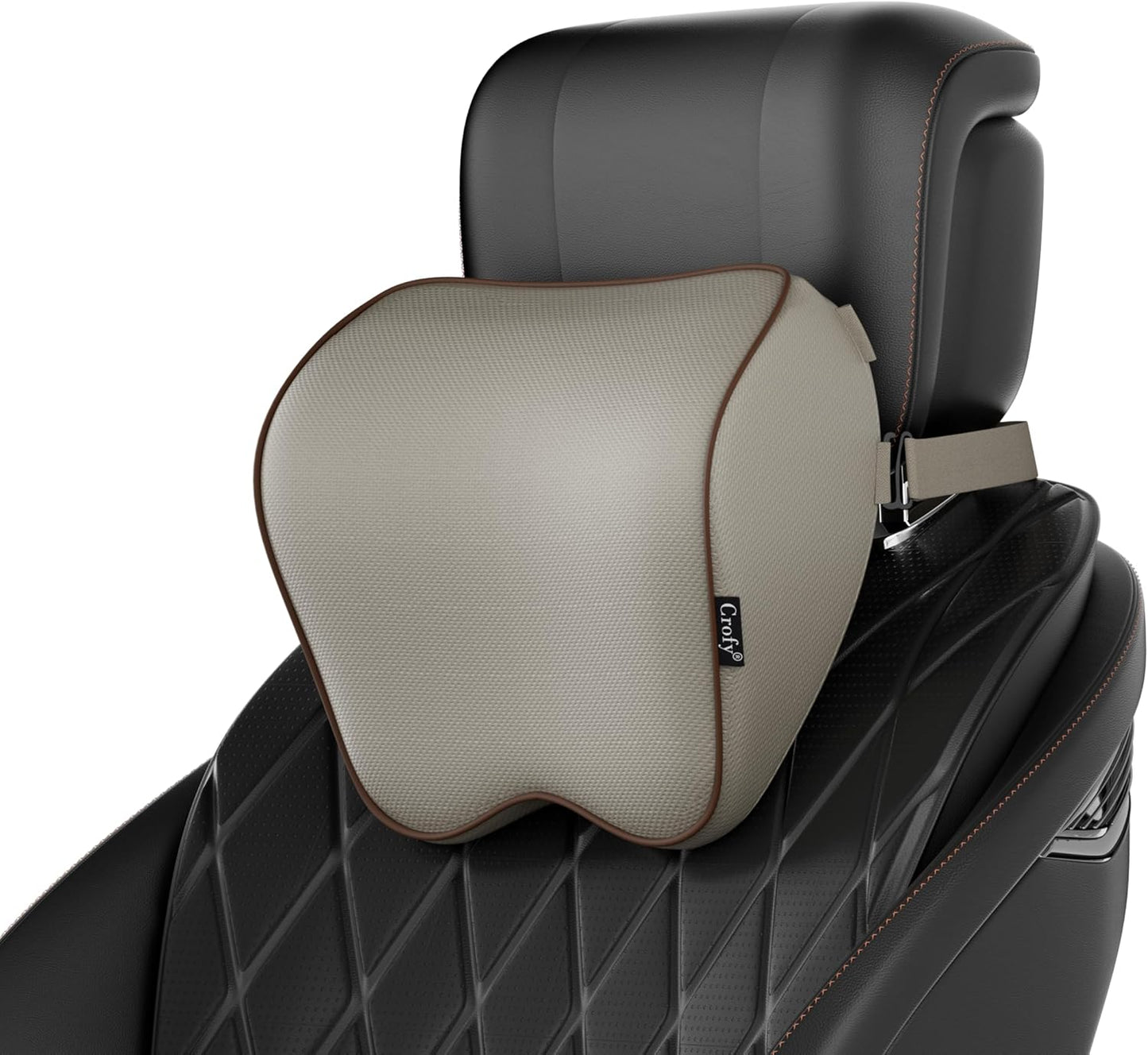 Crofy 2-Pack Car Neck Pillow, Headrest Pillow with Adjustable Strap, Black | Soft Memory Foam; Ergonomic Design Fits Most Car & Office Chairs; Breathable Removable Pillow Cover Is Machine Washable