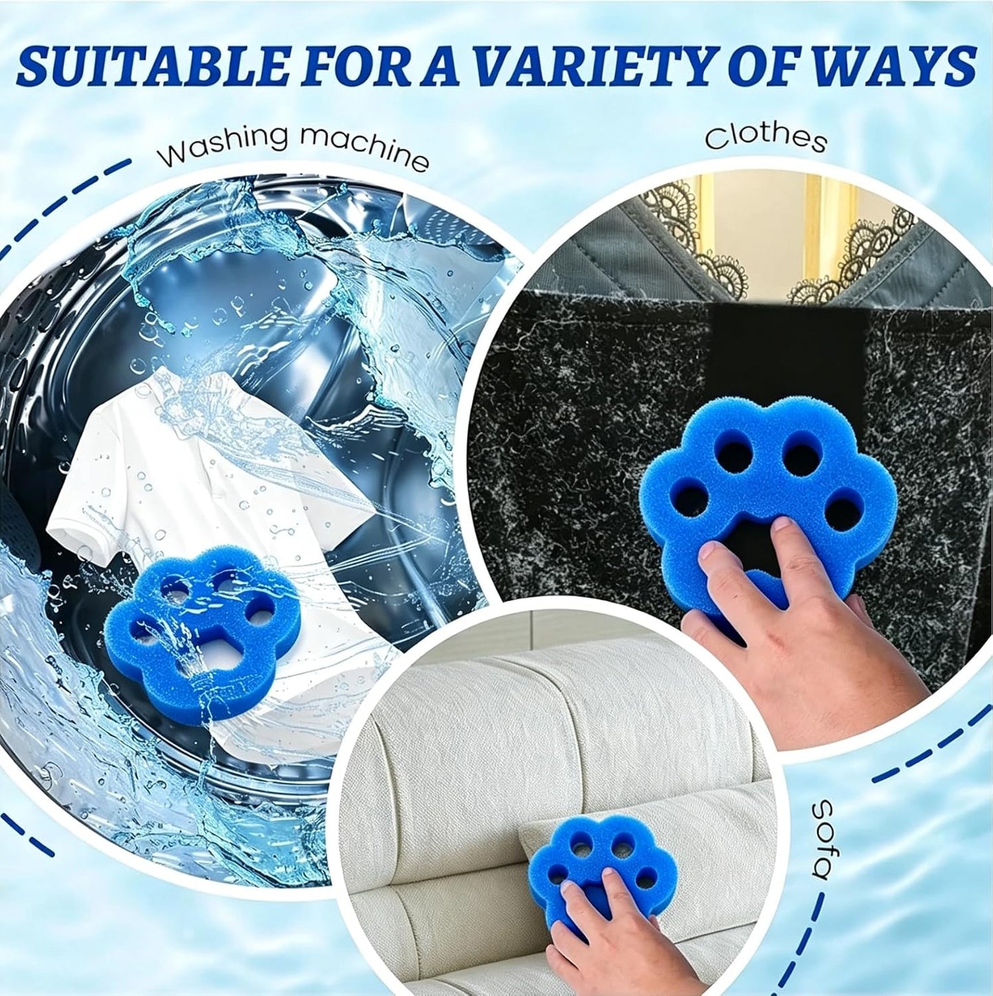 Pet Hair Remover for Laundry Reusable Dryer Pet Hair Balls and Lint Traps Effortlessly Removes Dog Cat & Dog Hair from Clothes in Washing Machine Hair Catcher (6Pcs)