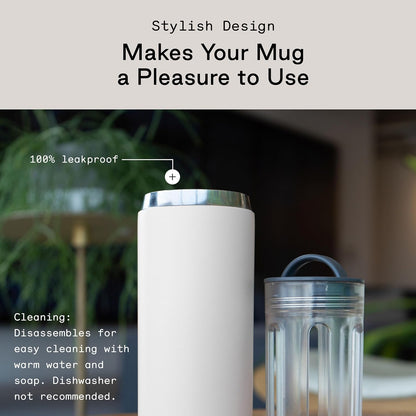 Firebelly Tea, Travel Tea Infuser Mug with Strainer, Insulated Tumbler for Loose Leaf Tea or Coffee, Leakproof Bottle for Hot or Iced Drinks, Stainless Steel Thermos with Lid, Salmon
