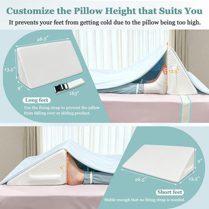 Blanket Lifter for Feet in Bed, Foot Bed Cradle Post Surgery, Sheet Elevation Wedge Foot Tent, Blanket Support Holder Foam Block, Toes Pain Knee Gypsum Legs Recovery Supplies(Heighten, Widen)