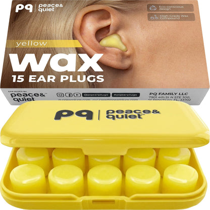 Peace&Quiet PQ Silicone Ear Plugs for Sleeping - 15 Wax Earplugs for Sleep and Swimming Ear Plugs, Soft Ear Covers for Sleeping and Water, Noise Cancelling
