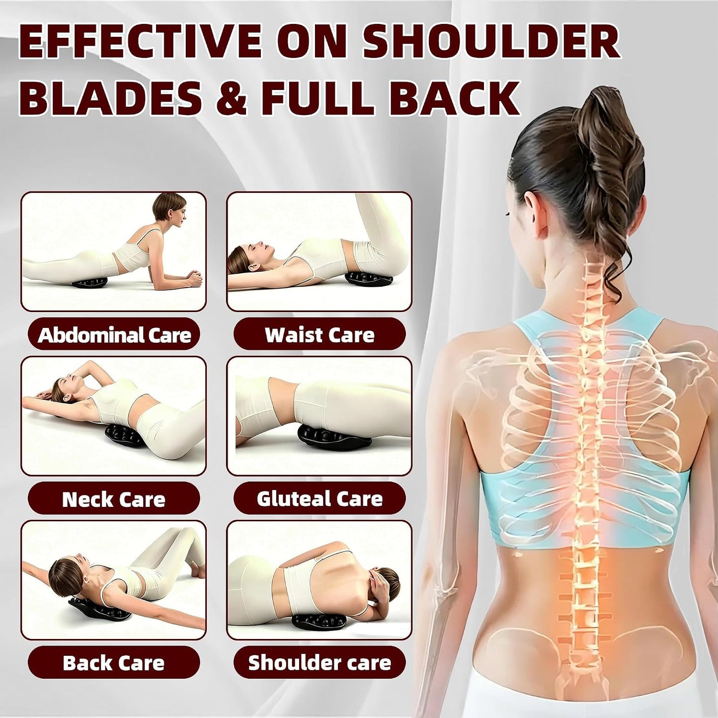 Trigger Point Back Massager, 22 Node Shoulder Blade Release Tool | 22 pressure nodes, curved ergonomic design, adjustable bodyweight pressure, for neck shoulders upper back hips and legs