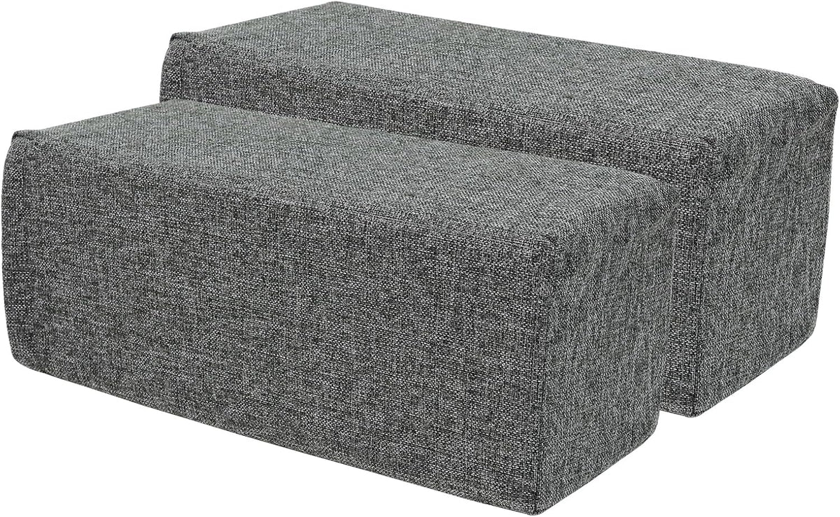 2 Pack Couch Arm Rest Pillow, 6''x6''x20'' Faux Leather Waterproof Cover, High Density Foam Armrest Cushion, Removable & Washable Elbow Support for Sofa, Bed, and Armchair (Medium Grey)