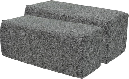 2 Pack Couch Arm Rest Pillow, 6''x6''x20'' Faux Leather Waterproof Cover, High Density Foam Armrest Cushion, Removable & Washable Elbow Support for Sofa, Bed, and Armchair (Medium Grey)