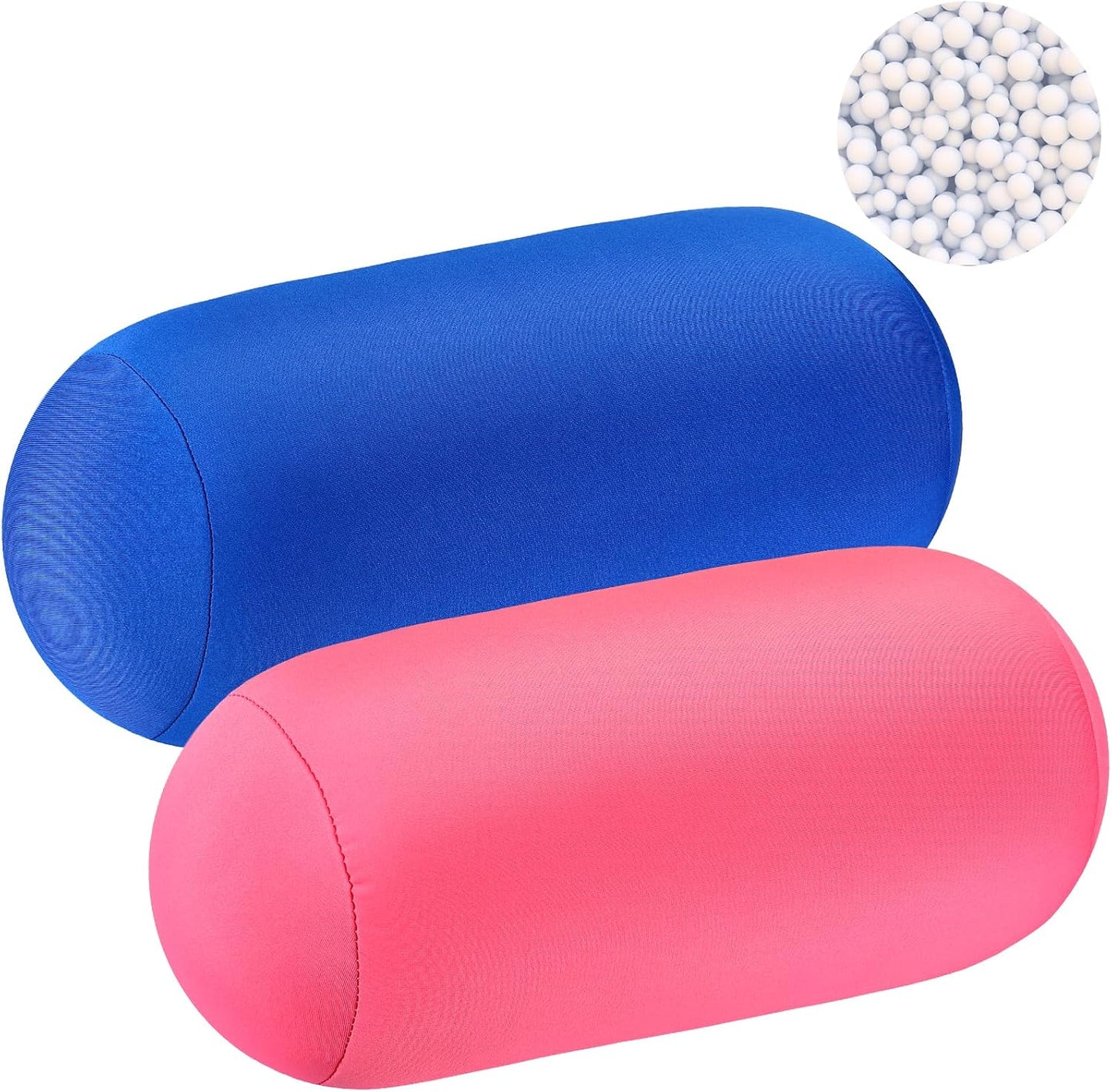 Geelin 2 Pcs Microbead Roll Pillow 11.8 x 6.3 Inch Soft Pillow Bolster Cylindrical Pillow Microbead Pillows for Sleeping Home Travel Neck Head Back Support Rest (Violet, Black)