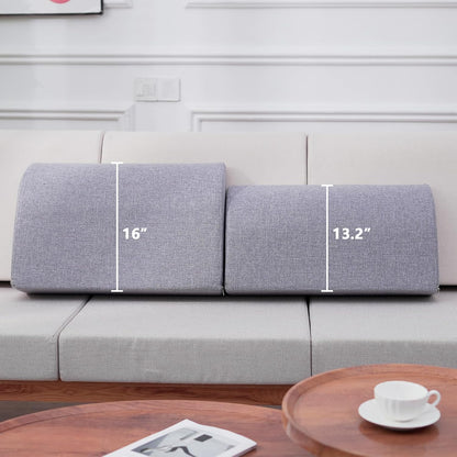 2PCS Sofa Couch Back Cushions, Backrest Support Pillow for Elderly,Extra Large Thick Lumbar Support Pillow for Home (6x24x13.2 in, Linen, Medium Grey)