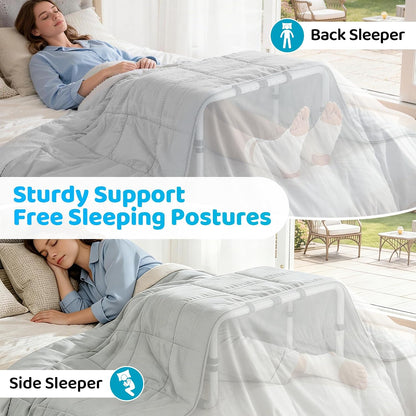 Blanket Lifter for Feet, Height Adjustable Foot Tent,Non-Slip Aluminum Alloy | 4 clips, 26"-32" adjustable. Ideal for post-surgery & knee pain relief. Use on bed/floor. Easy assembly, no tools.