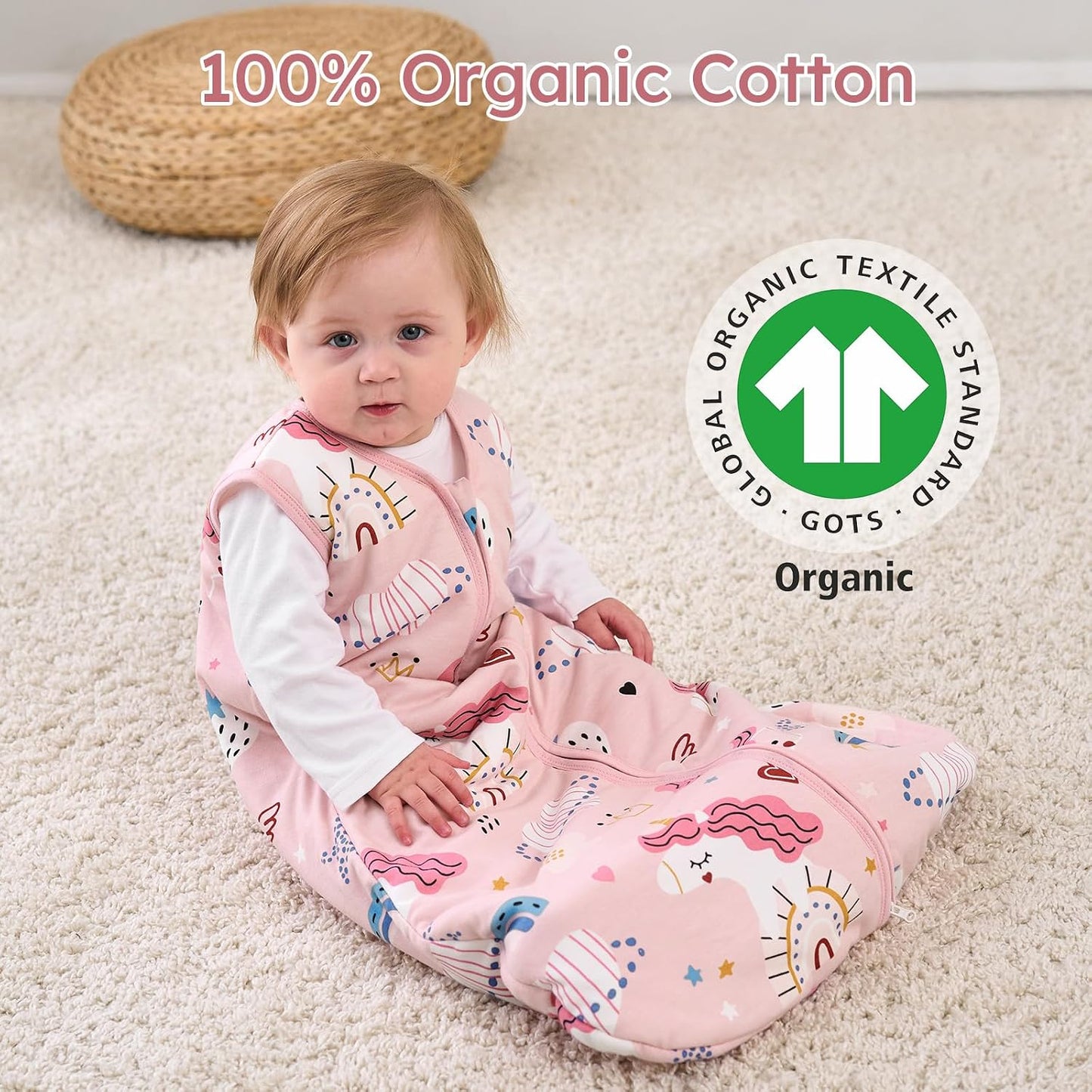 Yoofoss Baby Sleep Sack 0-6 Months Wearable Blanket for Babies 100% Organic Cotton 2-Way Zipper TOG 0.5 Toddler Sleeping Sack 3 Pack, Sleep Sacks