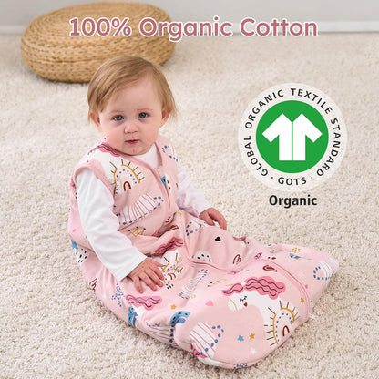 Yoofoss Baby Sleep Sack 0-6 Months Wearable Blanket for Babies 100% Organic Cotton 2-Way Zipper TOG 0.5 Toddler Sleeping Sack 3 Pack, Sleep Sacks