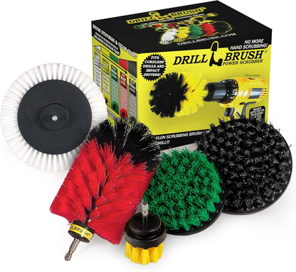 Grout Cleaner Kit - Bathroom Drill Brush Attachment Set - Shower Cleaner | Household Cleaning Supplies - Tub Scrubber - Toilet Brush - Spotless Tiles - Power Scrubbing Nylon Bristles
