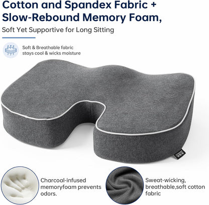 Hip Cushion Support,Everlasting Comfort,Tailbone Sciatica Relief Suitable | Breathable Material Memory Foam Core Skin-Friendly Non-Irritant Fabric Heat-Trapping Prevention Universal 46×36cm size