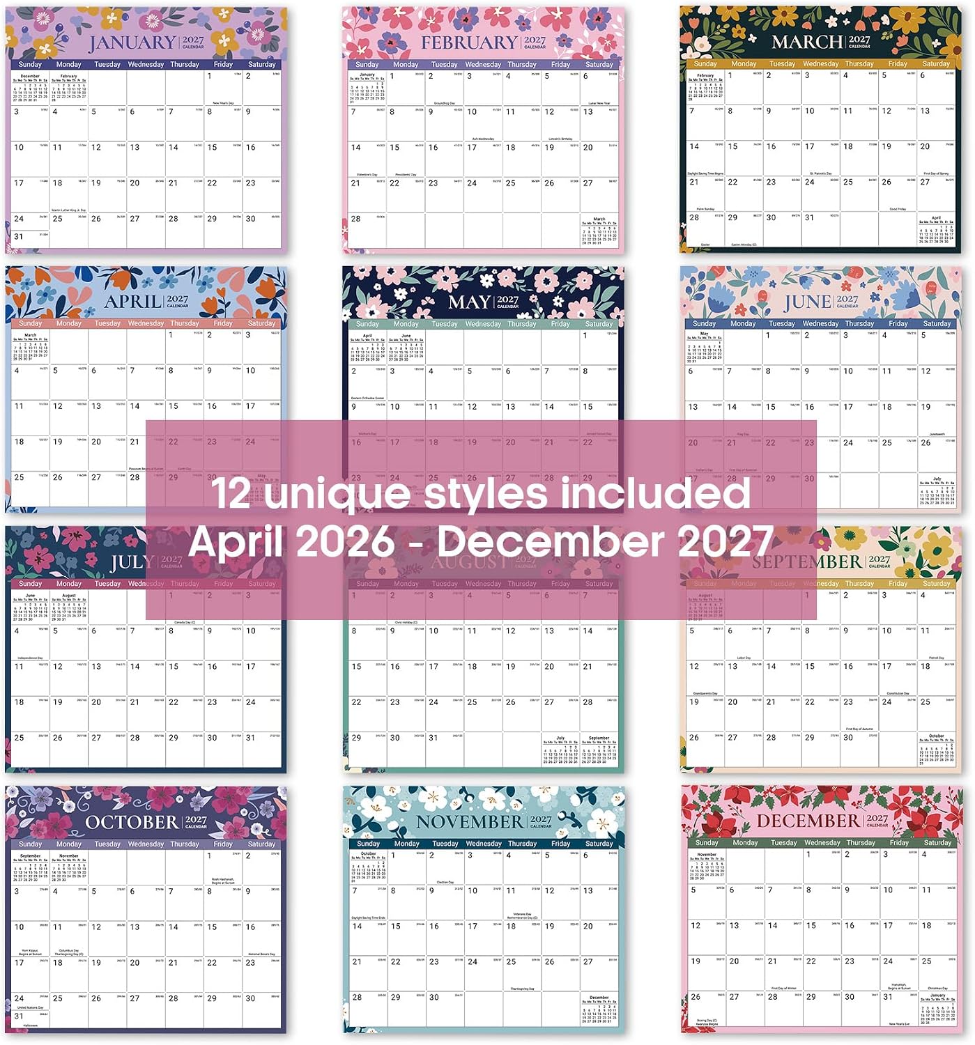 2026-2027 Magnetic Calendar for Refrigerator, Apr 2026-Dec 2027 | 21-Month Fridge Calendar 2026-2027 for Home Planning, Scheduling and Easy Organization, Greenery