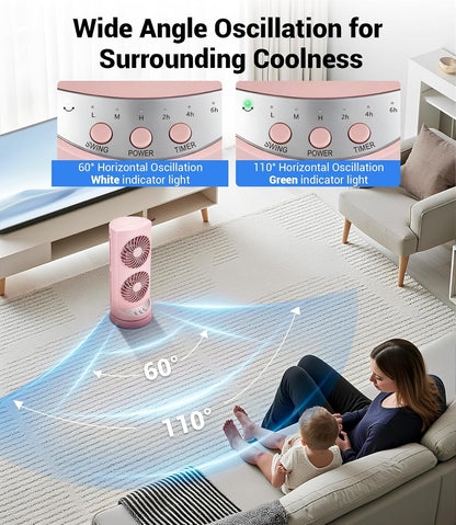 Tower Fan for Bedroom,24 ft/s Portable Desk Table Fan with Remote