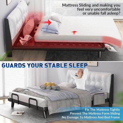 Mattress Slide Stopper With Bedside Caddy For Metal Frame Extra Tall Adjustable Mattress Retainer Bar For Bed Keep Mattres Topper From Sliding Non Slip Mattresses Gripper Gasket Holder Bracket