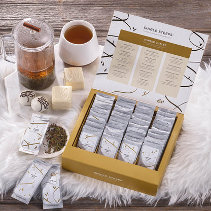 Tea Forte Single Steeps Tea Sampler, Lotus, 15 Pouches | 15 Single Serve Loose Leaf Bags - Premium Handcrafted Tea Blends - Giftable Presentation Box