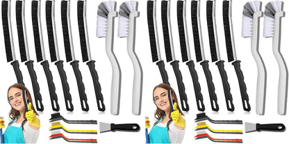Crevice Cleaning Brush, Multi-Purpose Hard Bristle Brushes for Deep Cleaning Kitchen, Bathroom, Grout, Sink, Cup, Teapot, Bottle, Blender, Corners, Tight Spaces & More 12pcs