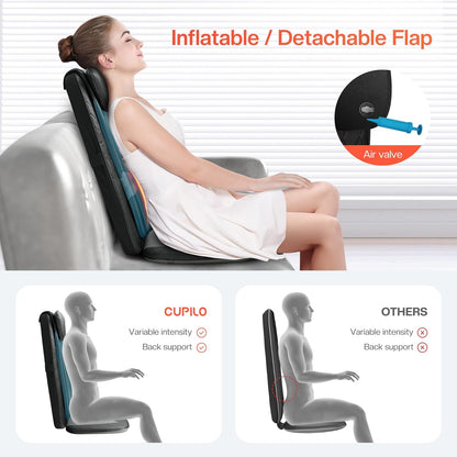 Back Massager with Heat, Massage Chair Pad with 5 Vibrating Modes, 2 Heat Levels Electric Massage Seat Cushion, Massage Pad for Back Pain Relief, Birthday Gifts for Men Husband Him Dad Mom Her