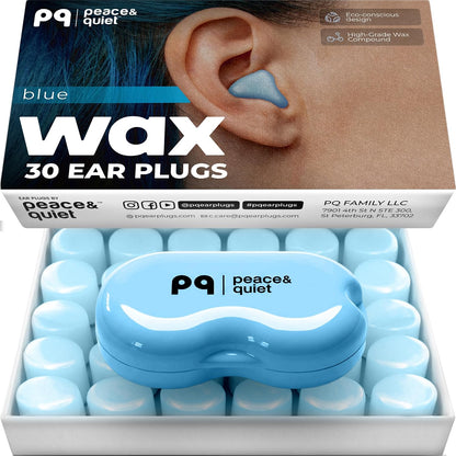 Peace&Quiet PQ Wax Ear Plugs for Sleeping - 30 Silicone Wax Earplugs