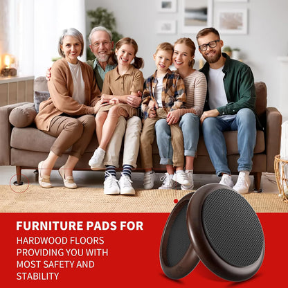 Ezprotekt 2 inch Non Slip Wood Furniture Pads for Hardwood Floors, 4 Pcs Round Anti Slip Furniture Coaster Cups Floor Protectors with Anti-Slide EVA for Chair Sofa Table Bed Couch (Dark Brown)