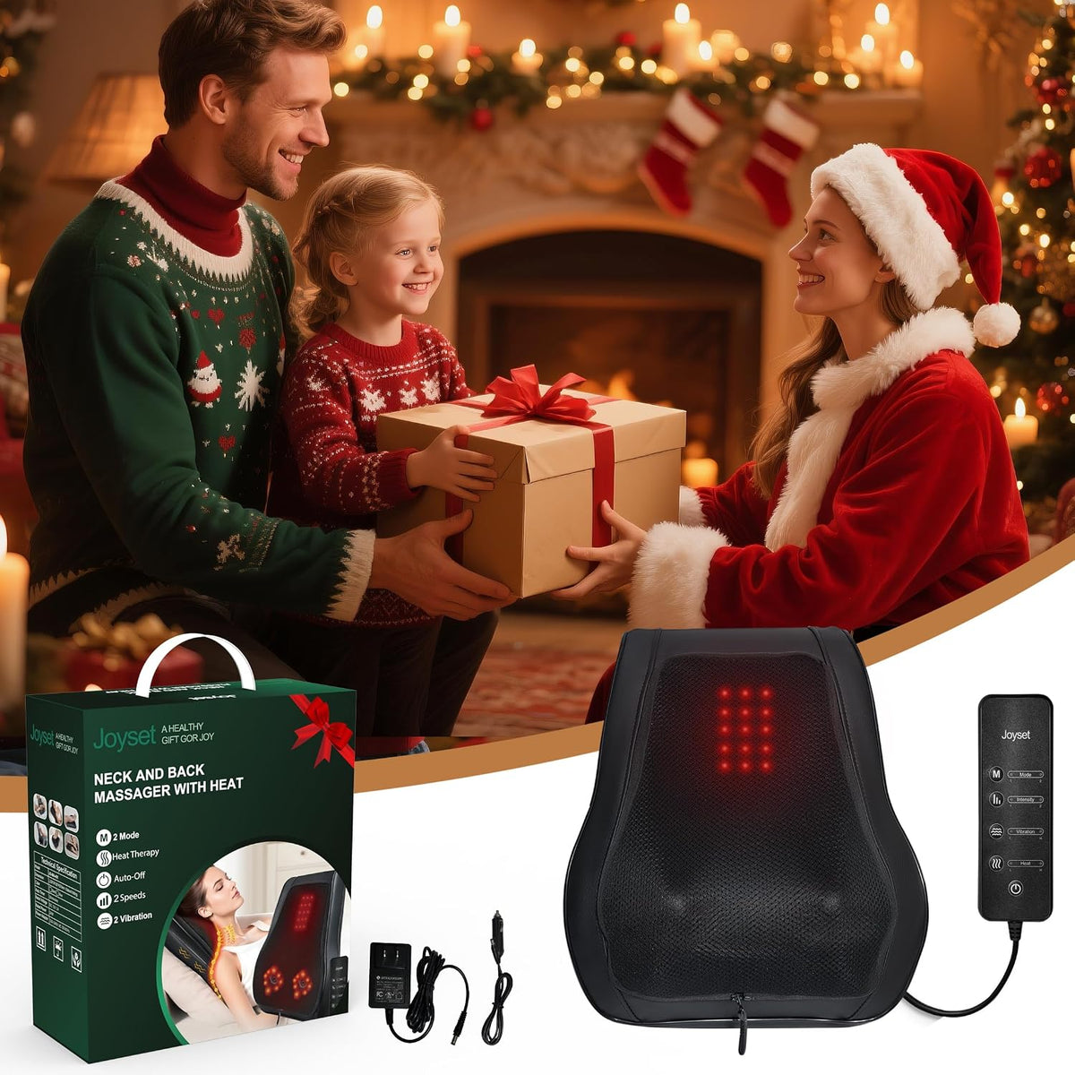 Joyset Back and Neck Massager with Heat & Vibration, FSA Eligible HSA Store