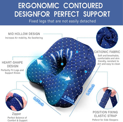 Memory Foam Knee Pillow for Side Sleepers – Orthopedic Leg & Hip Alignment Cushion, Spine Support Pillow for Back, Shoulder & Pressure Relief