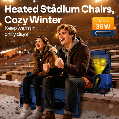 VIVOHOME 35W Padded Heating Stadium Seats with 20000mAh Power Bank, 2 Pack Heated Bleacher Chairs with Back Support, 3 Levels of Heat, Comfortable for Various Sports Events
