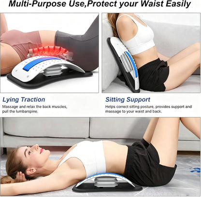 ZhanHao Back Stretcher for Lower Back Pain Relief,Adjustable Lumbar Traction Device, Ergonomic Spine Board with Acupressure Points,Back Massager for Spinal Decompression and Scoliosis