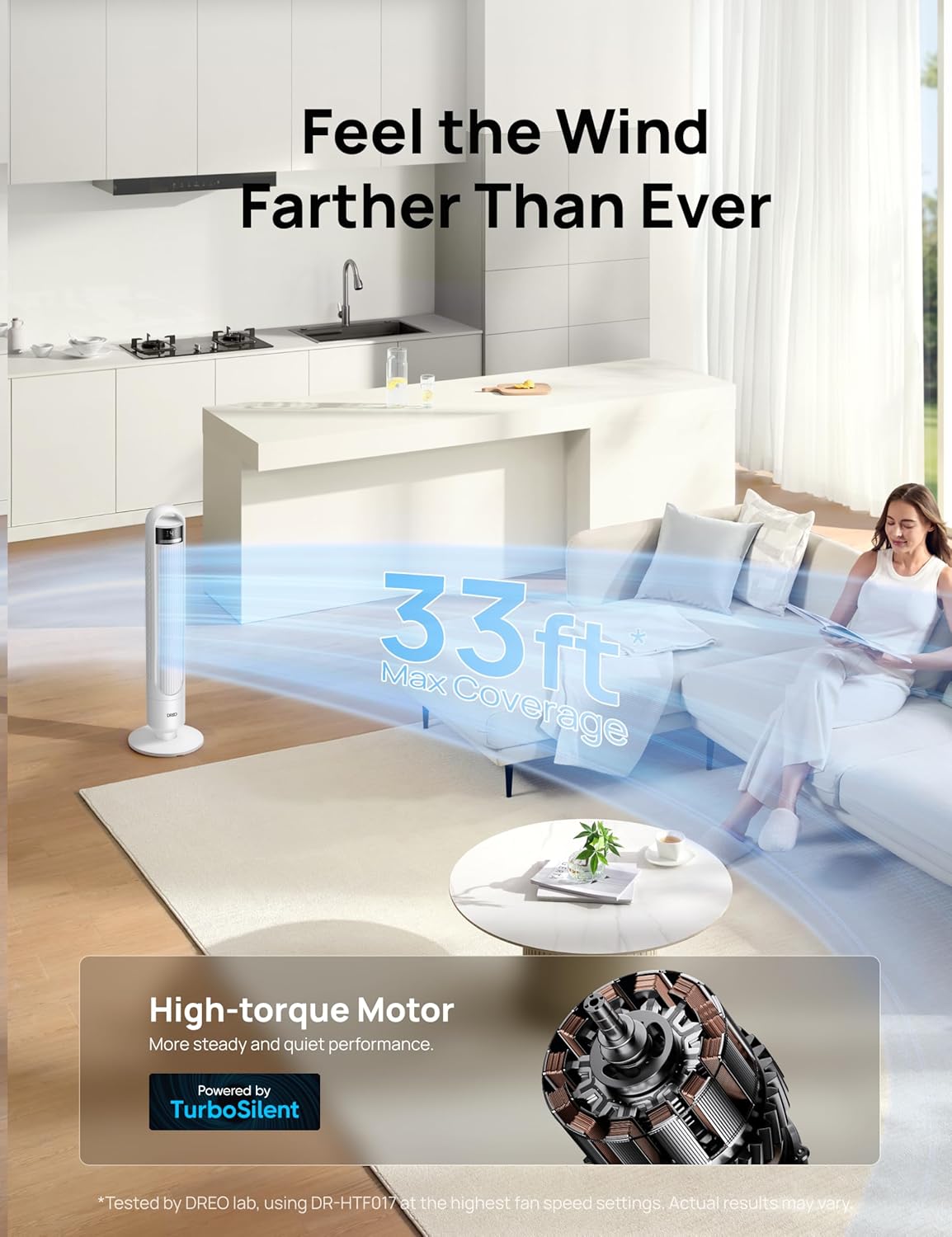 DREO Tower Fan for Bedroom, 26ft/s Velocity, 90° Oscillating, 8H Timer | 4 Speeds, 3 Modes, 28dB Quiet Standing Fan, Floor Fan for Room, Living Room, Office, Home, Cooling Fan with Remote, Black