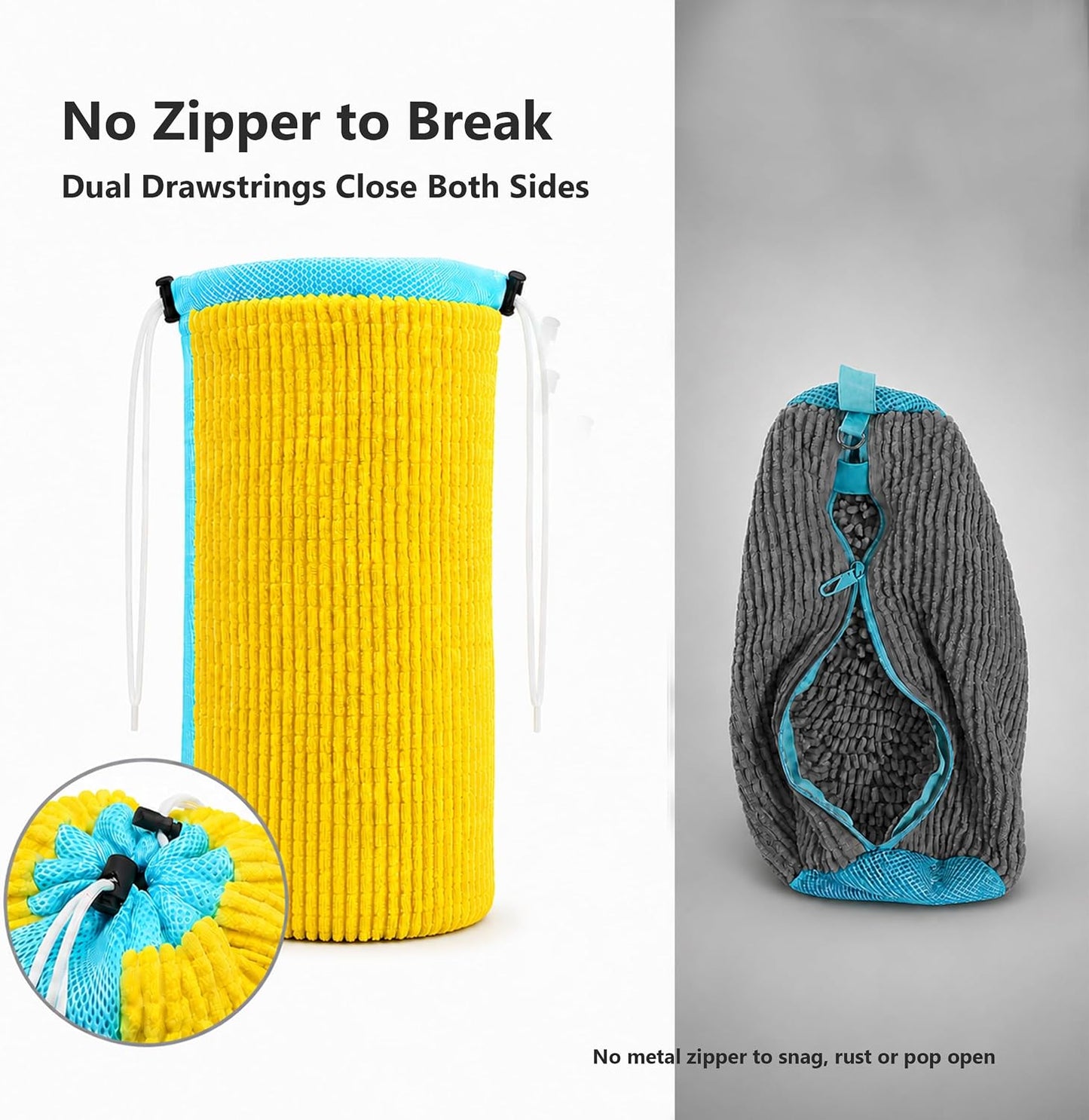 2 Pack Shoe Washing Machine Bags for Sneakers | Dual Drawstrings, Washer & Dryer Safe, Side Mesh Vents, Longer & Denser Plush Fibers for Gentle Cleaning