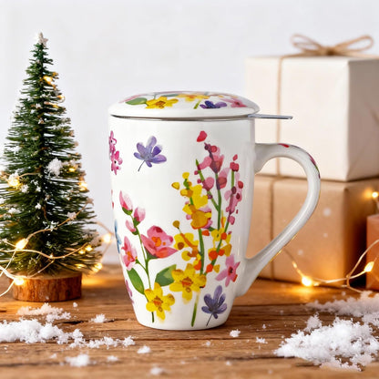 GBhome Tea Mug with Infuser and Lid,18 oz Loose Leaf Tea Cup with Steeper