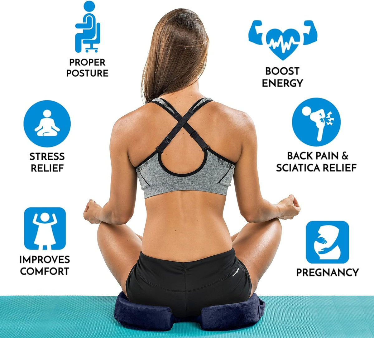 ComfiLife Premium Comfort Seat Cushion - Non-Slip Orthopedic 100% Memory Foam Coccyx Cushion for Tailbone Pain - Cushion for Office Chair Car Seat - Back Pain & Sciatica Relief (Gray)